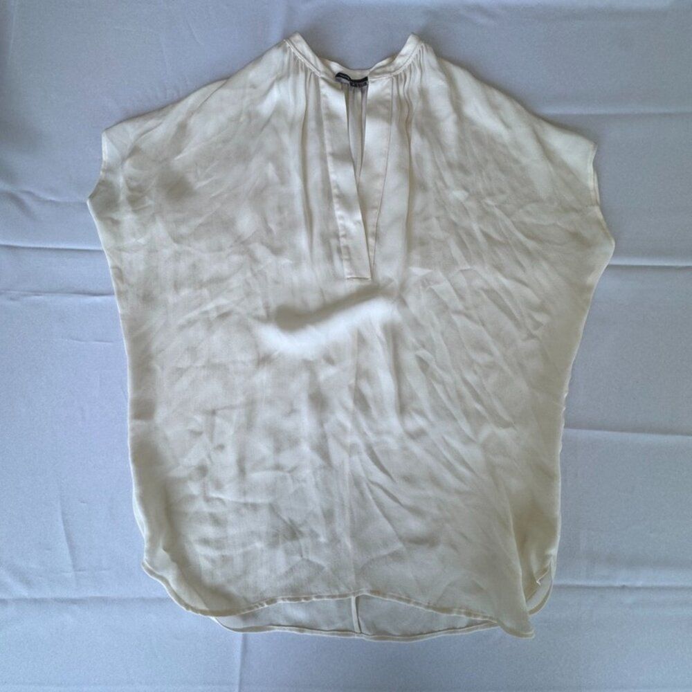 Vince Silk Cap-Sleeve Blouse Cream Size S
